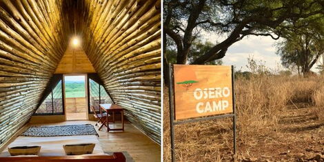 A collage image of the Osero Sopia camp in Maasai Mara. 