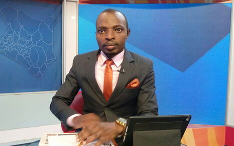 NTV anchor Lofty Matambo at the studio along Mombasa Road