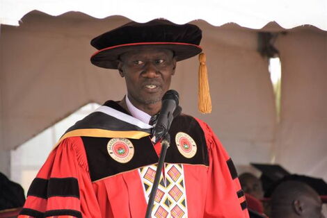 Outgoing Maasai Mara University Vice-Chancellor Kitche Onyango Magak.