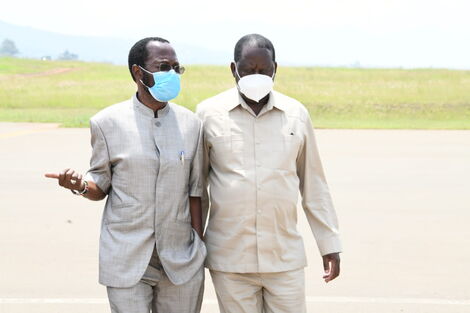 Kisumu Governor Anyang' Nyong'o and Orange Democratic Movement (ODM) leader Raila Odinga.