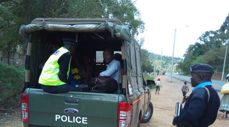Police car during a crackdown on PSVs Non-compliant to covid-19