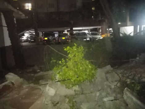 Perimeter wall demolished in Lavington by NMS on Saturday, May 1, 2021.