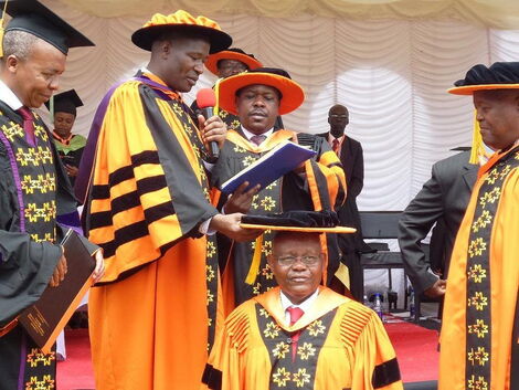 Peter Muthoka at his coronation as Chancellor of the MMUST in December 2017.