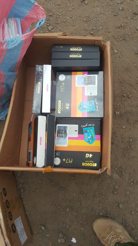 Phones used in a promotion in Nairobi pictured after a recent Police operation