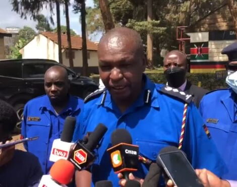 Police in Kabete addresses the media after the tragedy that claimed six lives on Tuesday morning, December 7, 2021.