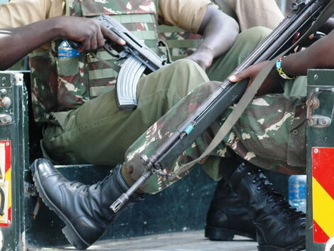 Police officers pictured in a vehicle in Nairobi in December 2019