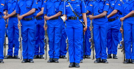 Police officers during a parade in December 2019.