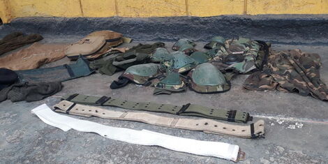 Police regalia recovered at a private homestead in Nakuru County