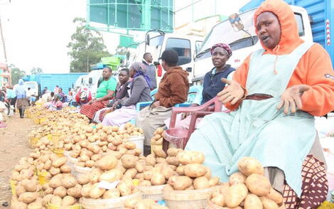 Potato sellers at Daraja Mbili Market in Kisii County on 21/1/2019.