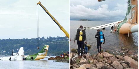 Photo collage of Precision Air that plunged into Lake Victoria in Tanzania on Sunday, November 6, 2022.