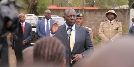 President Dr William Ruto at Joseph Kang'ethe Primary School in Kibera, Nairobi County, to witness the beginning of Day 2 of KCPE and KPSEA exams on November, 29 2022. 