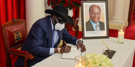 South Sudan President Salva Kiir attended the state funeral of former president Mwai Kibaki on April 29, 2022.