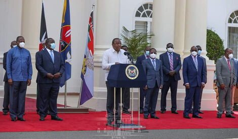 President Uhuru Kenyatta addresses the nation from State House on March 12, 2021