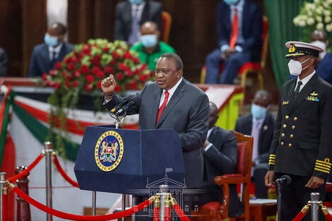 President Uhuru Kenyatta addressing the delegates at Building Bridges Initiative report launch on October 26, 2020.