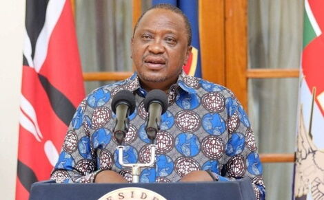 President Uhuru Kenyatta addressing the media from State House in Nairobi.