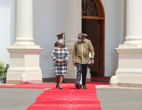President Uhuru Kenyatta and First Lady Margaret Kenyatta at State House Nairobi on October 10, 2020.