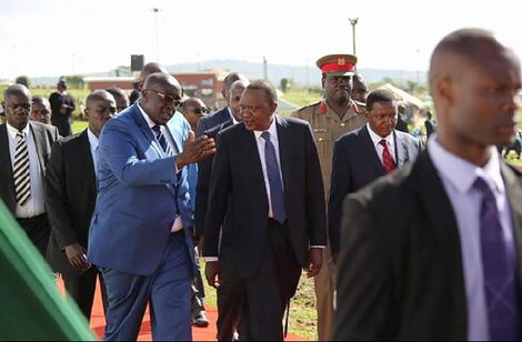 President Uhuru Kenyatta and entertainment guru Thomas Kwaka (Big Ted) during a past event.