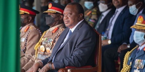 President Uhuru Kenyatta attending the commissioning of the first cohort of graduate general service officer cadets of the Kenya Military Academy in Lanet, Nakuru County March 31, 2022