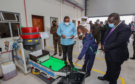 President Uhuru Kenyatta victim of gun parts at Ruiru small arms factory on April 8, 2021
