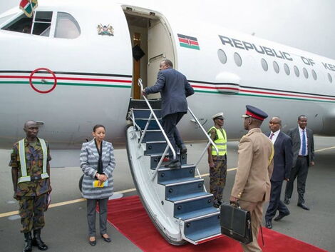 President Uhuru Kenyatta on a plane