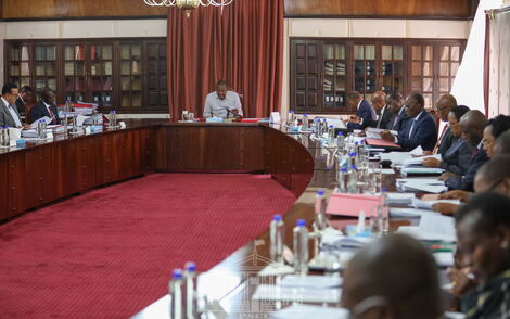 President Uhuru Kenyatta chairs a Cabinet meeting at State House Nairobi on March 19, 2020.