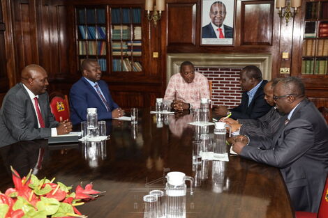 President Uhuru Kenyatta chairs the emergency session of the National Security Council at State House Nairobi on March 13, 2020