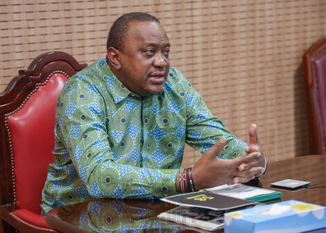President Uhuru Kenyatta during a video conference at State House on Wednesday, April 1.