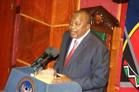 President Uhuru Kenyatta gives a State of the Nation address speech inside Parliament on Thursday, November 30, 2021.