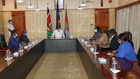 President Uhuru Kenyatta in a meeting at Sagana State Lodge on Wednesday, January 3, 2021