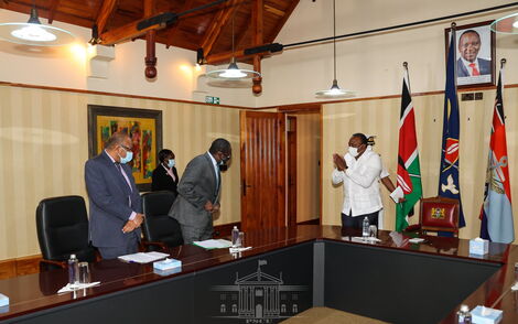 President Uhuru Kenyatta receives guests at Sagana State Lodge on Wednesday, January 3, 2021