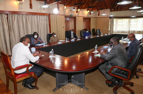 President Uhuru Kenyatta receives guests at Sagana State Lodge on Wednesday, January 3, 2021