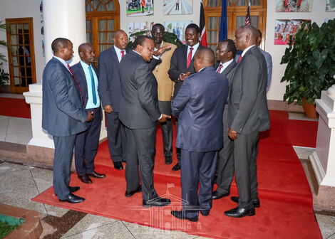 President Uhuru Kenyatta when he met Rift Valley governors at State House Kenya 