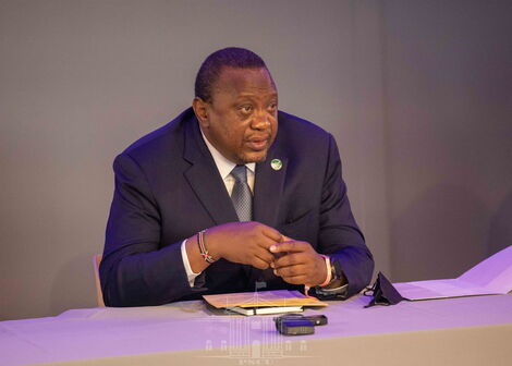 President Uhuru Kenyatta speaking in Edinburgh, Scotland, during a business meeting with the Scottish Africa Business Association (SABA).