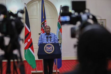 President Uhuru delivering an address on Monday, April 6 at Statehouse. PSCU