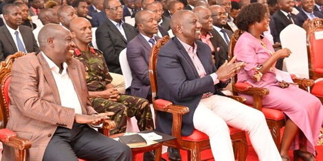 President William Ruto and DP Rigathi Gachagua during an interdenominational service in Embu county on Sunday, December 4, 2022.