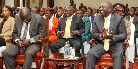 President William Ruto (right) and DP Rigathi Gachagua during the Kenya Kwanza parliamentary group on Wednesday, November 16, 2022.