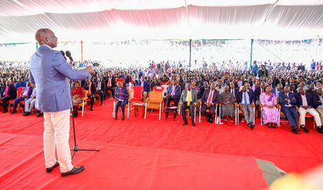 President William Ruto addresses a congregation at the Kericho Green Stadium on October 16, 2022.