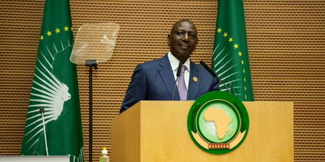 President William Ruto addressing the 36th Session of the African Union Summit in Addis Ababa Ethiopia on Saturday, February 18, 2023.
