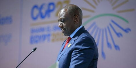 President William Ruto addressing the COP 27 cobference in Egypt on onday, November 7, 2022..jpg