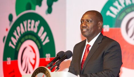 President William Ruto gives an address during the 2022 Taxpayers' Day at the Kenyatta International Conventional Centre on Friday, October 28, 2022.