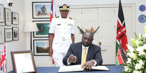 President William Ruto signing of the Condolence Book for Her Majesty Queen Elizabeth II at the UK High Commissioner’s Residence, Muthaiga, Nairobi County.