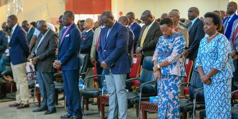 President William Ruto, Mama Rachel Ruto and DP Rigathi Gachagua during a church service at Citam Karen on Sunday, November 27, 2022.