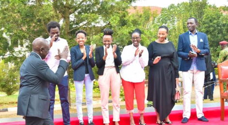 President-elect William Ruto with his children and daughter-in-law.