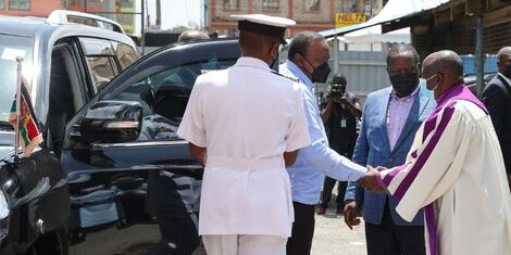 PresidentUhuru Kenyatta arrives at the AIC Church in Piprline, Nairobi, on Sunday, April 3, 2022. (1).jpg