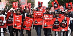 Protesters against the coal energy project in Lamu during a demonstration in Nairobi on June 12, 2019.
