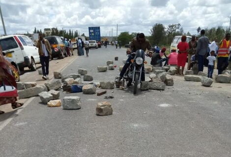 Protesters pictured on the Eastern bypass following an accident that killed 8 pedestrians on October 11, 2019.