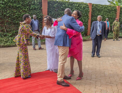 President William Ruto and First Lady Rachel Ruto being received at the Faith Evangelistic Church in Karen on November 20, 2022.