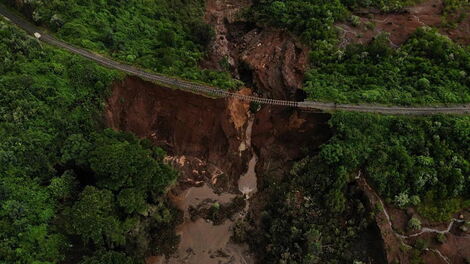 A part of the railway line in Kijabe affected by heavy rains and landslides