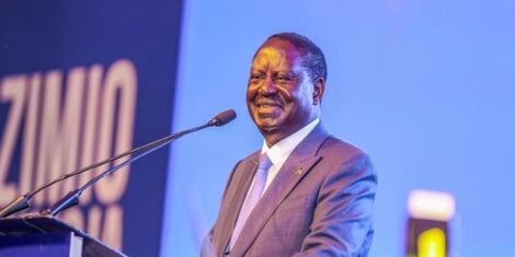 Former Prime Minister Raila Odinga during the launch of the Azimio la Umoja One Kenya coalition party manifesto at Nyayo Stadium on June 6, 2022.