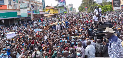 ODM Leader Raila Odinga (Right) Addresses Supporters in Eldoret on October 15
